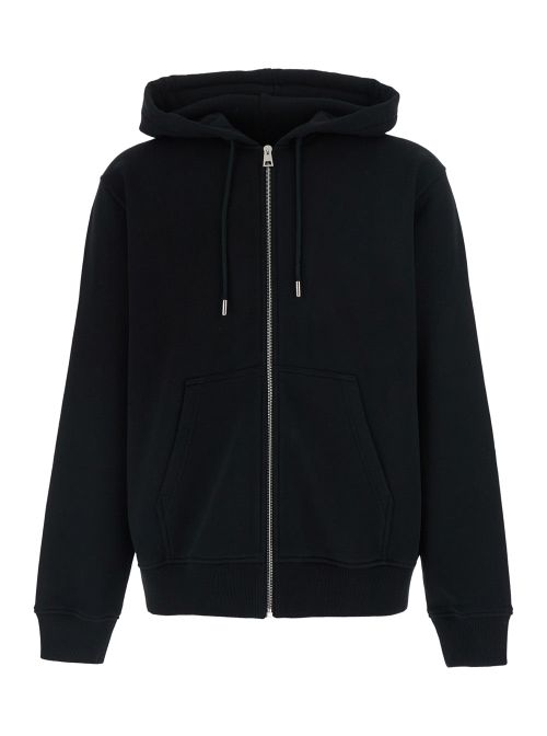 Cotton Zip-Up Hoodie — Black
