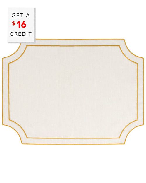 Tessuti White Rectangular Placemats With Gold Stitching With $16 Credit