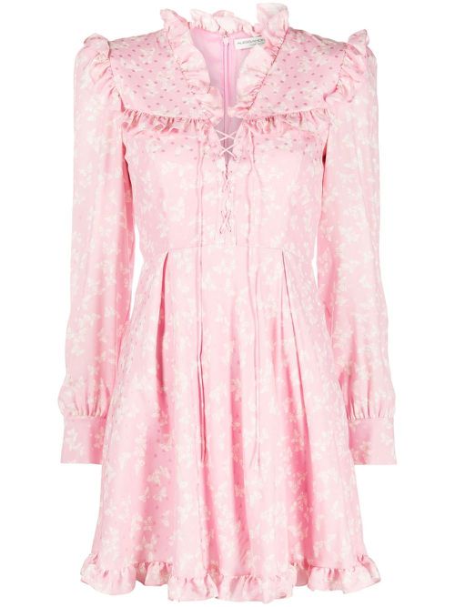 Floral-print ruffled minidress - Pink