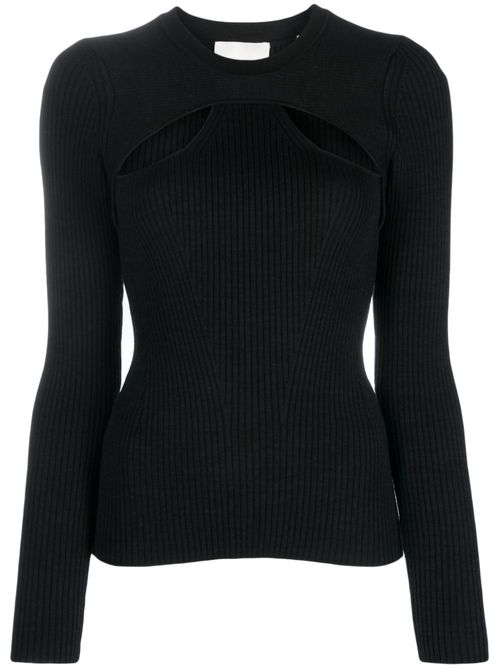 Cut-out ribbed top - Black