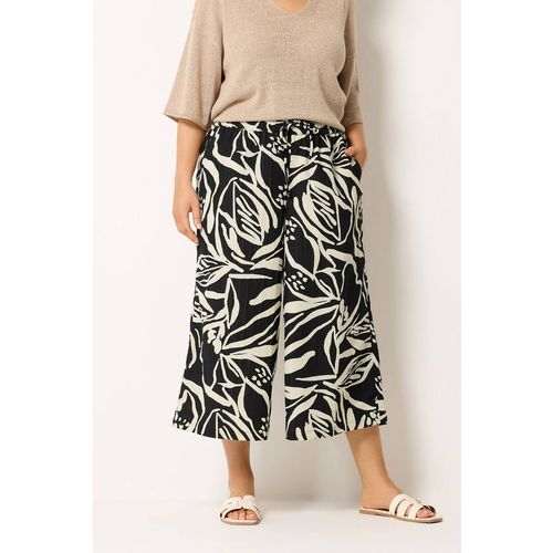 Yours Women's Abstract Floral Cropped Trousers in Black