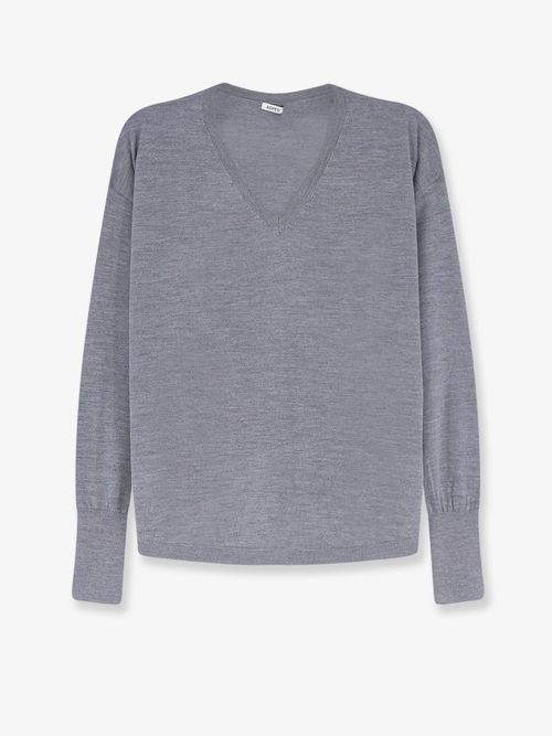 Virgin Wool V-Neck Sweater — Gray