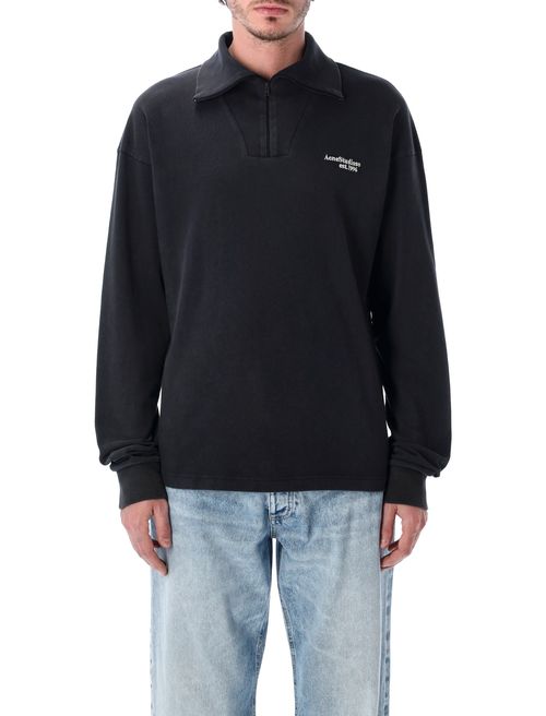 Funnel Neck Zip-Up Logo Sweatshirt - Regular Fit