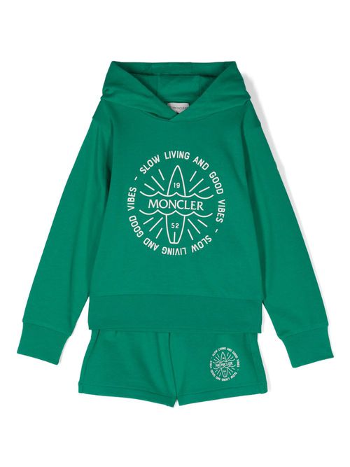 Logo-appliqué track shorts set - Green