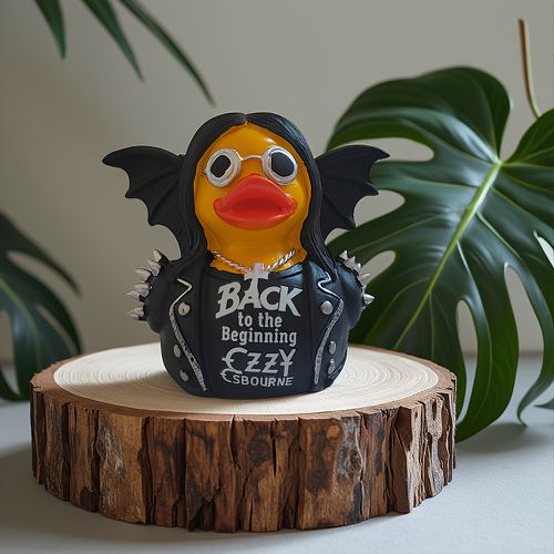 TEMU Halloween Gothic Bat Duck Resin Figurine - Edgy "back To " Spiked Collar & Bat , Indoor/outdoor Decor For Home, Office, Desk - No Electricity