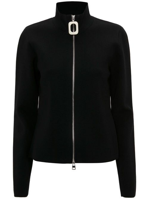 Zip-up fine-knit cardigan - Black