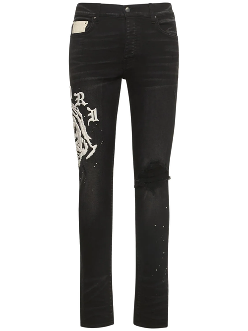 Amiri Wes Lang Reaper Logo Aged Jeans in Black - Black