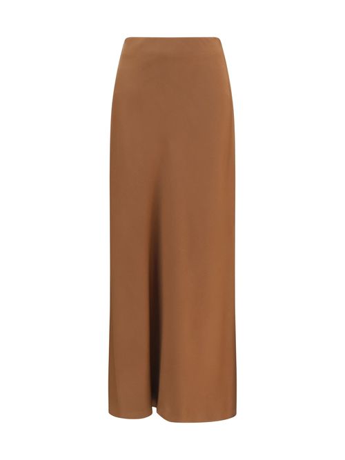 Acetate & Viscose Midi Skirt — Brown