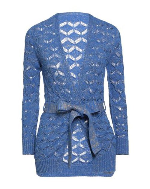 Pink Memories Woman Cardigan Blue Size 4 Cotton, Acrylic, Metallic Polyester, Polyamide