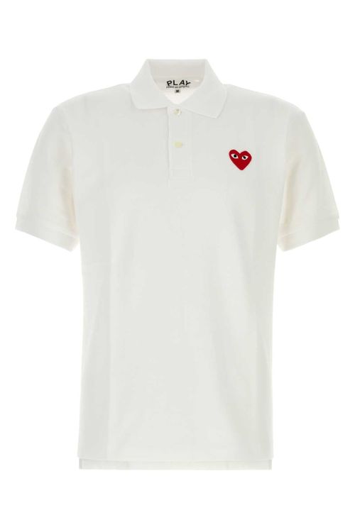 Comme Des Garcons Play RED EMBLEM Polo Shirt — White