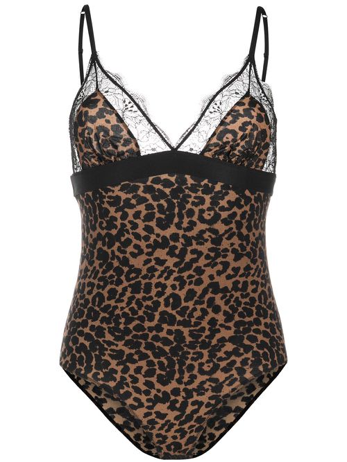Leopard print bodysuit - Brown