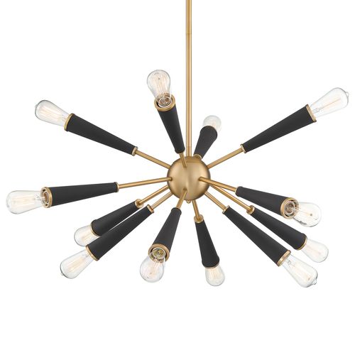 Zodiac 12-Light 22" Modern Chandelier in Aged Bra