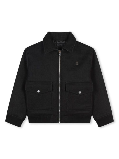 Wool-blend zipped jacket - Black