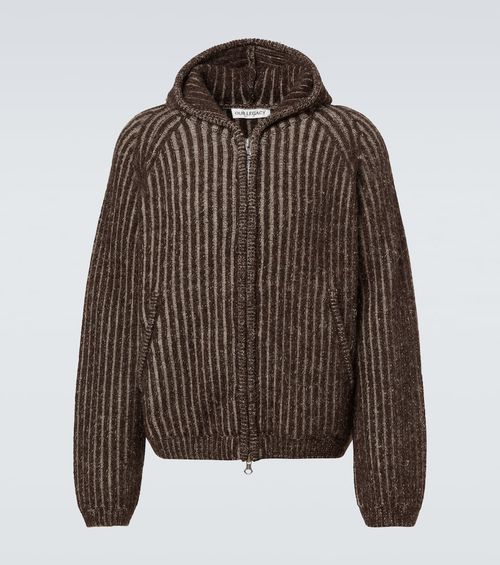 Level ribbed-knit wool zip-up hoodie