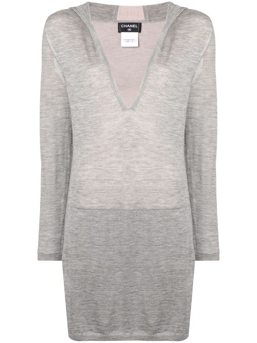 Hooded long sweater - Grey