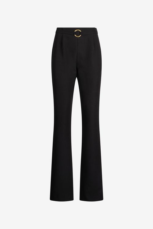 Black Flared Trousers With Buckle