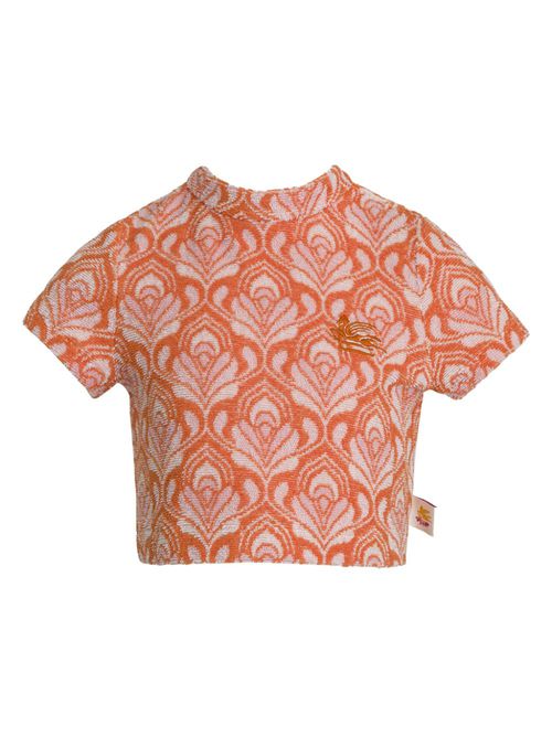 Patterned-jacquard terry-cloth T-shirt - Orange