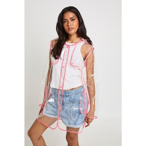 Boohoo Womens Trim Detail Transparent Festival Mac - Pink
