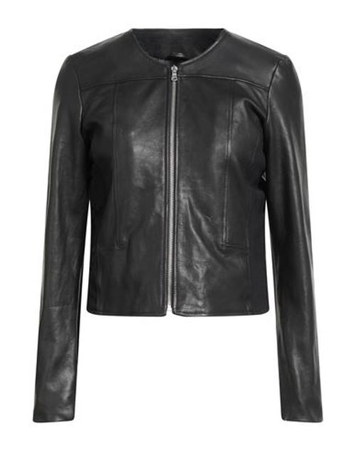 Woman Jacket Black Size L Leather, Viscose, Nylon, Elastane