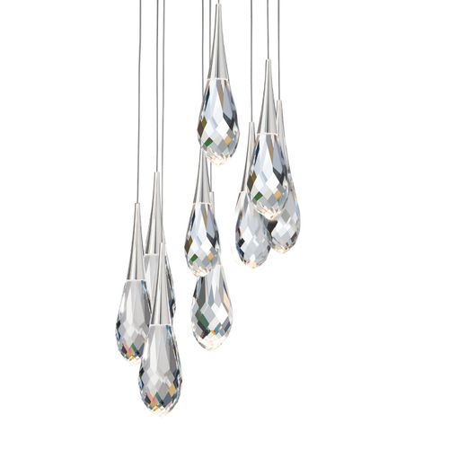 Hibiscus 9-Light LED Pendant in Polished Nicke