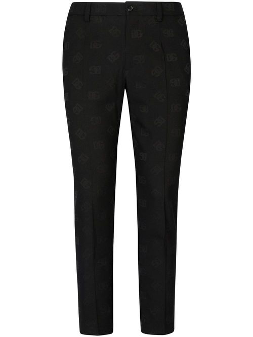 Monogram jacquard slim trousers - Black