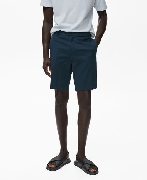 "Men's Straight Cotton 10"" Bermuda Shorts - Dark Navy"