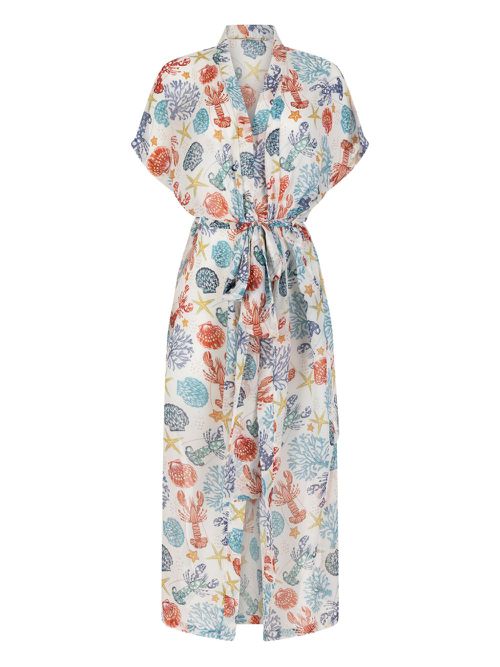 Graphic-print beach cover-up - White