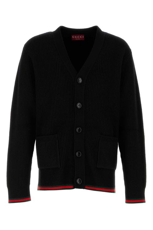 Black Wool Blend Cardigan