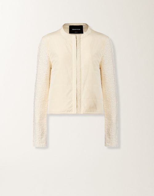 Cotton tweed bomber with sequins, butter