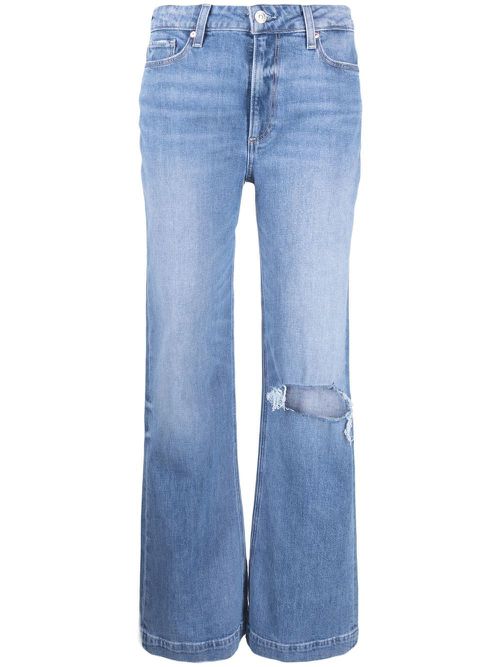 Distressed straight-line jeans - Blue