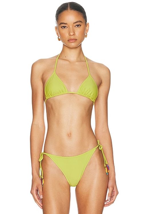 Solid & Striped The Iris Bikini Top in Guava - Green. XS also in S