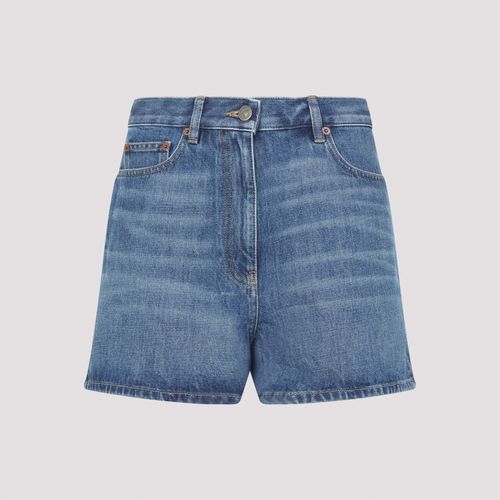 Denim Shorts with Logo Patch