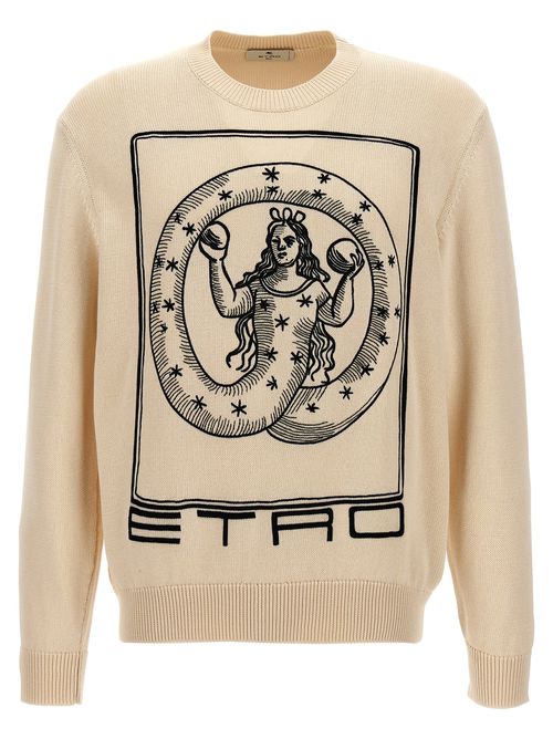 -Logo Embroidery Sweater Maglioni Beige-Uomo