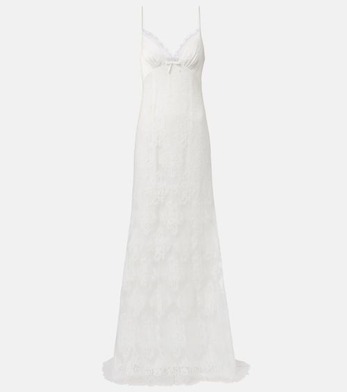 Strappy floral lace gown