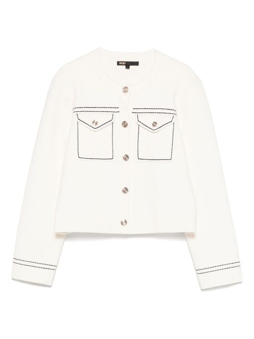 Contrast-stitch cardigan - Neutrals