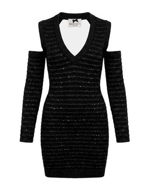 Woman Mini dress Black Size 10 Viscose, Polyester, Polyamide, Metal, PBT
