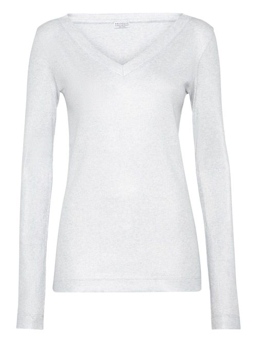 Fine-ribbed T-shirt - Silver