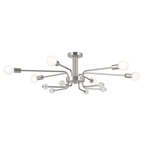 Polished Nickel Six Light Semi Flush Mount from the Ocala Collection