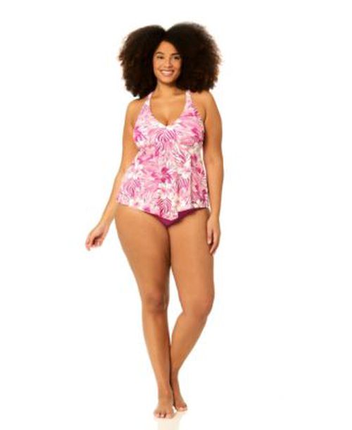 Plus Size Underwire Floral Print Swim Tankini Top Bottoms