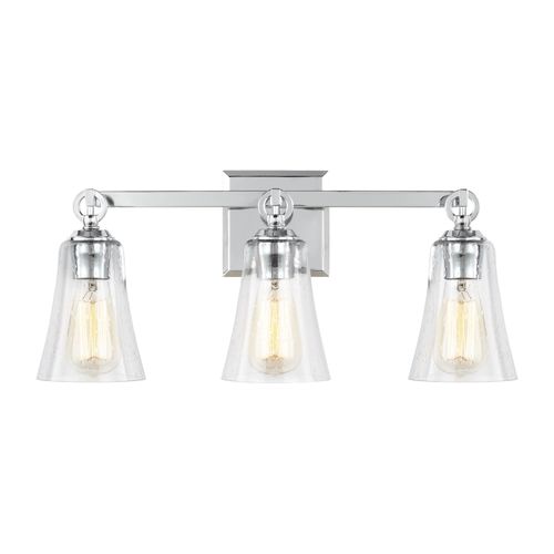 Visual Comfort Studio Monterro 3-Light Bathroom Vanity Light in Chrome by Sean Lavin