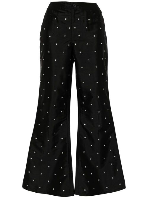 Lawyer rhinestone-embellished flared trousers - Black