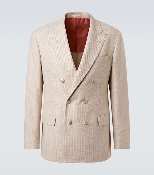 Houndstooth cashmere and silk suit jacket