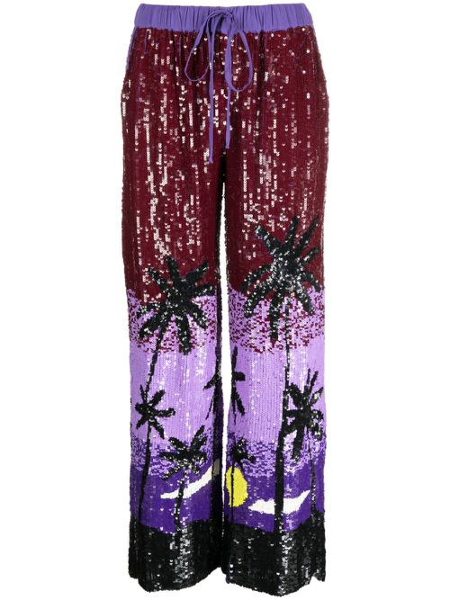 Sequin-embellished trousers - Purple