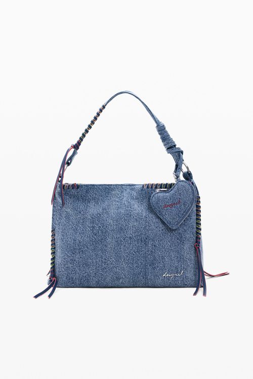 Large denim heart bag