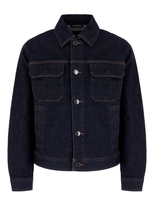 Logo-button denim jacket - Blue