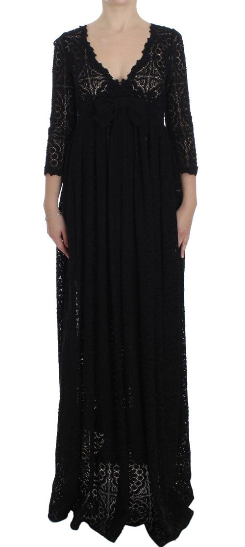 Lace Knit Maxi Dress — Black