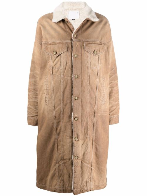 Oversized denim coat - Brown