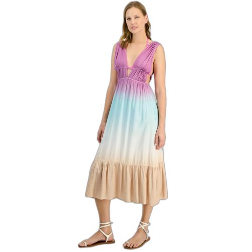 Purple Ombre Sleeveless Ombre Maxi Dress Cover-Up