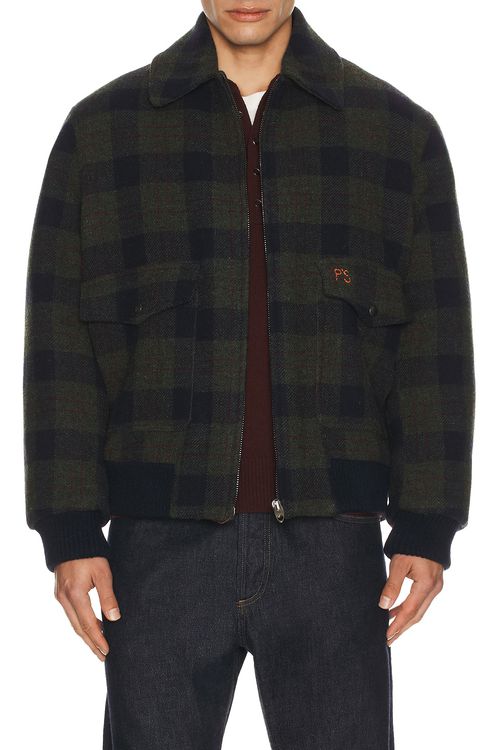 President's Tom Jacket in Wool Check Blue Green - Green. L also in S, M, XL/1X