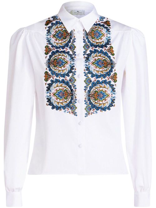 Paisley-print poplin cotton shirt - White